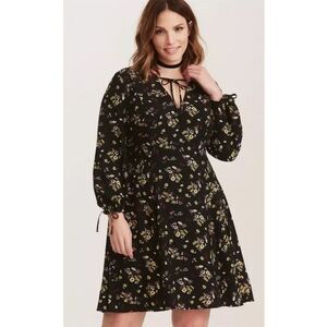 Torrid 4 Plus Size Floral Challis‎ Smocked Waist Dress 4x 26